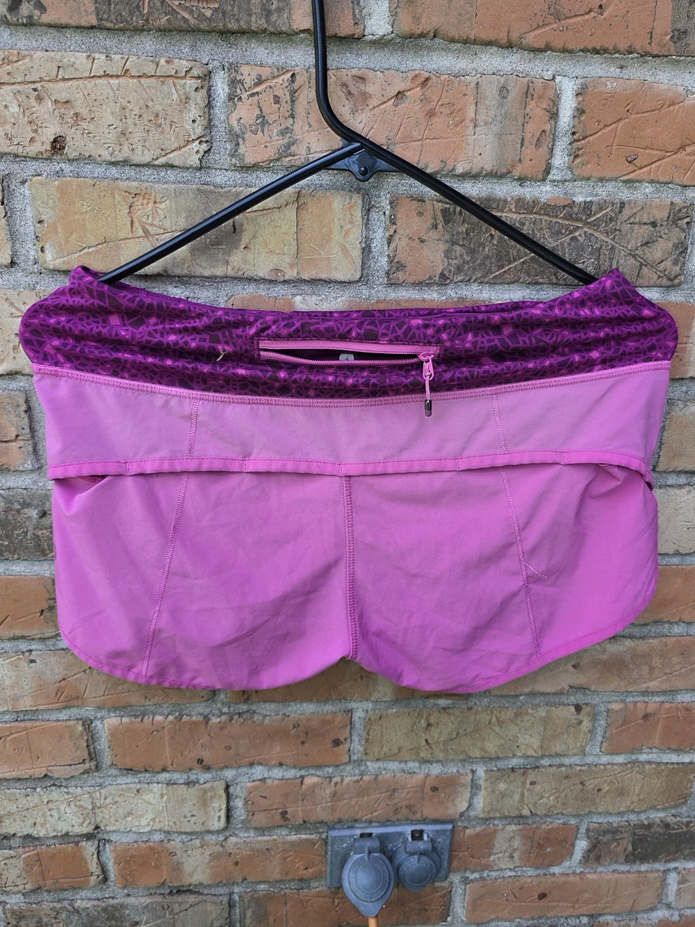lululemon athletica Pink Layered Running Shorts with Patterned Waistband